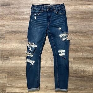 American Eagle Hi-Rise Jeggings. Distressed